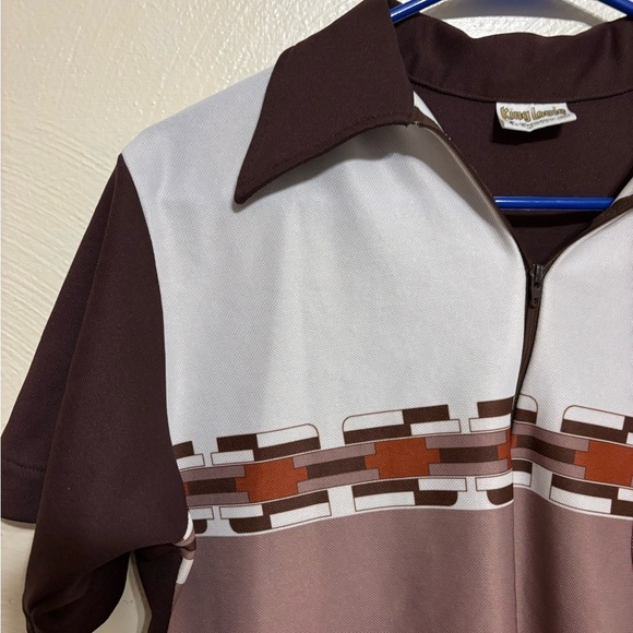 Vintage Style Brown and White Men's Shirt - Picture 6 of 9